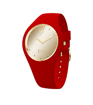 Червен дамски часовник със златист циферблат снимка