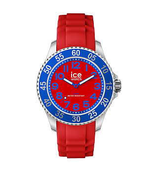 Мъжки часовник в червено, сребристо и синьо снимка