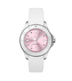 Дамски часовник в бяло, сребристо и розово снимка