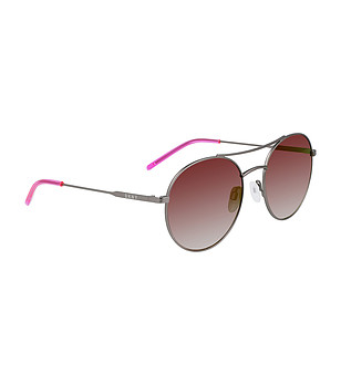 Дамски слънчеви очила в сиво с розови лещи снимка