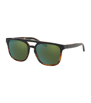 Кафяви мъжки слънчеви очила със зелени лещи снимка