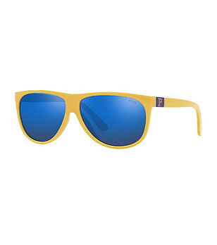 Жълти мъжки слънчеви очила със сини лещи снимка