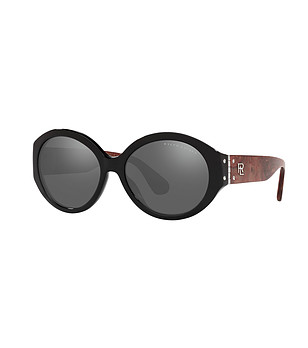 Дамски слънчеви очила с черни рамки и кафяви дръжки снимка