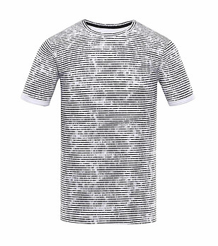 Памучна мъжка тениска на райе в бяло и черно Ovex снимка