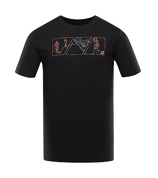 Памучна мъжка тениска в черно Goraf снимка