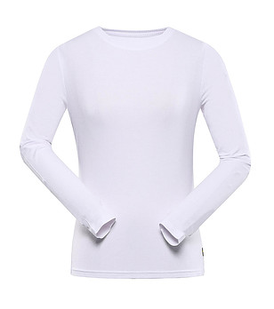 Дамска тениска с дълъг ръкав в бяло снимка
