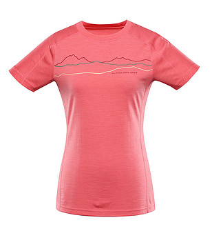 Дамска тениска в цвят корал Woolena снимка
