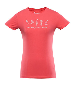 Памучна дамска тениска в цвят корал Norda снимка