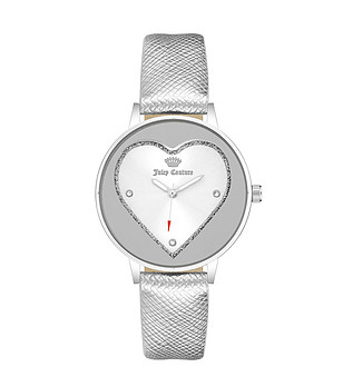 Дамски часовник в сребристо със сърце снимка