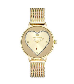 Дамски златист часовник със сърце снимка