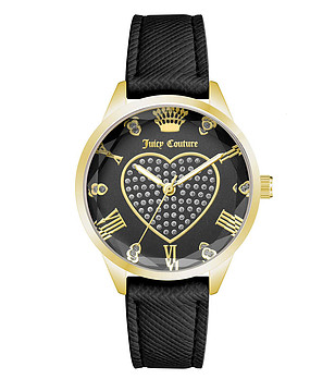 Дамски часовник в златисто с черна каишка снимка