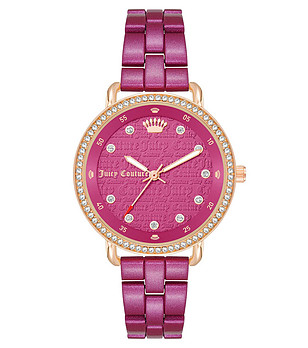 Дамски часовник в розовозлатисто и розово с камъчета снимка