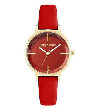 ЧерВен дамски часовник със златист корпус снимка