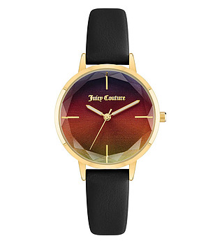 Дамски часовник в черно и златисто с ефектен циферблат снимка