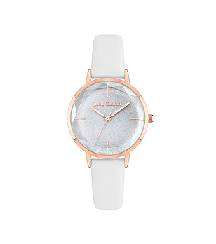 Бял дамски часовник с розовозлатист корпус снимка