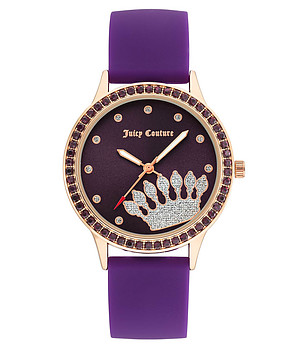 Дамски часовник в розовозлатисто и лилаво с камъчета снимка