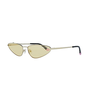 Дамски слънчеви очила в златисто с нестандартен дизайн снимка
