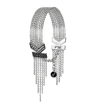 Сребриста дамска гривна с верижки с кристали Swarovski снимка