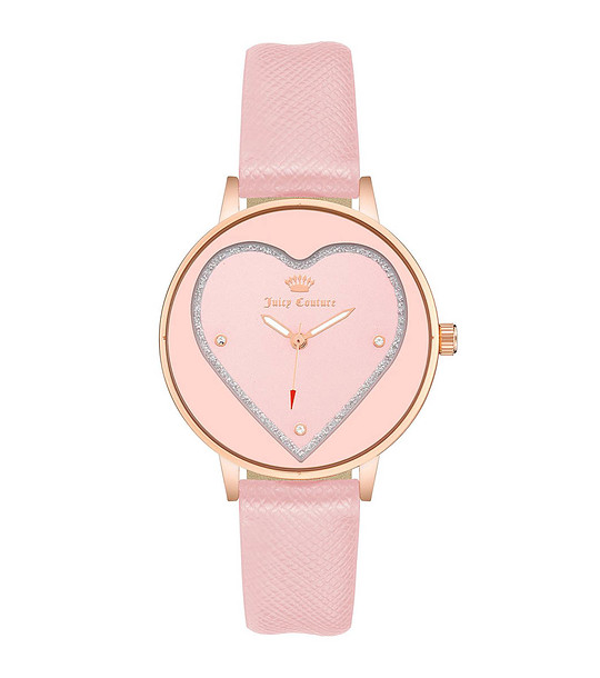 Розов дамски часовник със сърце снимка