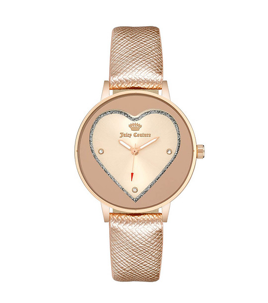 Розовозлатист дамски часовник със сърце снимка