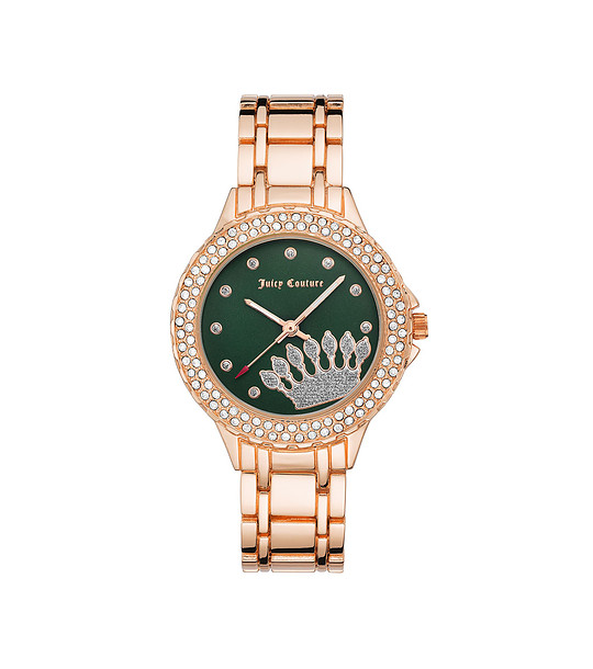 Розовозлатист дамски часовник с камъчета снимка