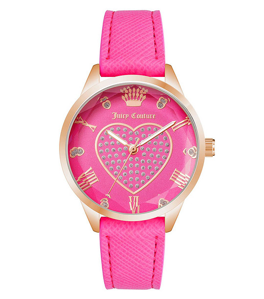 Дамски часовник в розово и розовозлатисто със сърце снимка