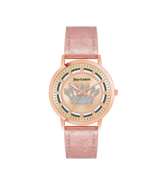 Розовозлатист дамски часовник с розова каишка снимка