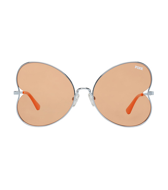 Сребристи слънчеви очила с нестандартни оранжеви лещи снимка