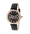 Дамски часовник в розовозлатисто и черно с камъчета-0 снимка