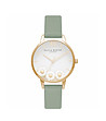 Дамски часовник в златисто, бяло и зелено с маргаритки-0 снимка