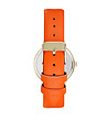 Златист дамски часовник с оранжева каишка и сърце-1 снимка