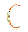 Златист дамски часовник с оранжева каишка и сърце-2 снимка