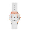 Дамски розовозлатист часовник с бяла каишка и сърце-1 снимка