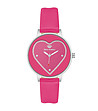 Дамски часовник в розово и сребристо със сърце-0 снимка