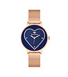 Дамски часовник в розовозлатисто и синьо със сърце-0 снимка