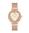 Дамски розовозлатист часовник със сърце-0 снимка