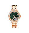Розовозлатист дамски часовник с камъчета-0 снимка