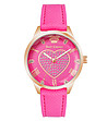 Дамски часовник в розово и розовозлатисто със сърце-0 снимка