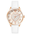 Дамски часовник в бяло и розовозлатисто със сърце-0 снимка