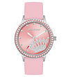 Дамски часовник в розово и сребристо с камъчета-0 снимка