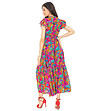 Дълга ефектна многоцветна рокля с флорален принт-1 снимка