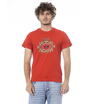 Мъжка червена памучна тениска с лого снимка