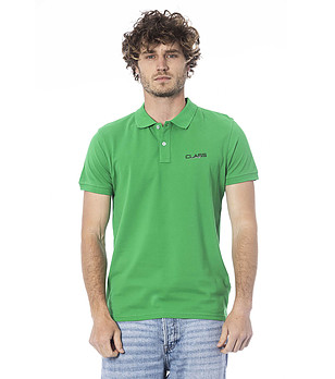 Мъжка зелена памучна блуза с лого снимка