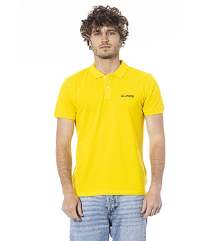 Мъжка жълта памучна блуза с лого снимка
