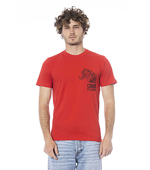 Червена мъжка памучна тениска снимка