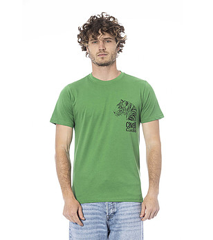 Зелена памучна мъжка тениска снимка