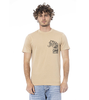 Мъжка памучна тениска в пясъчен нюанс снимка