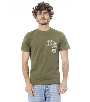 Мъжка памучна тениска в милитари зелено снимка