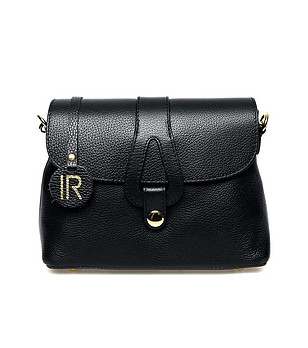 Дамска чанта от естествена кожа в черен цвят Izara снимка