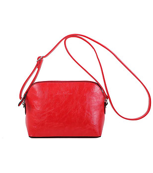 Червена дамска чанта с презрамка Elina снимка